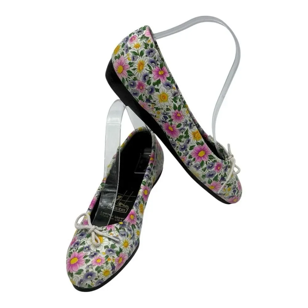 4172. Vintage Floral Ballet Flats‎ Multicolor Slip-On
